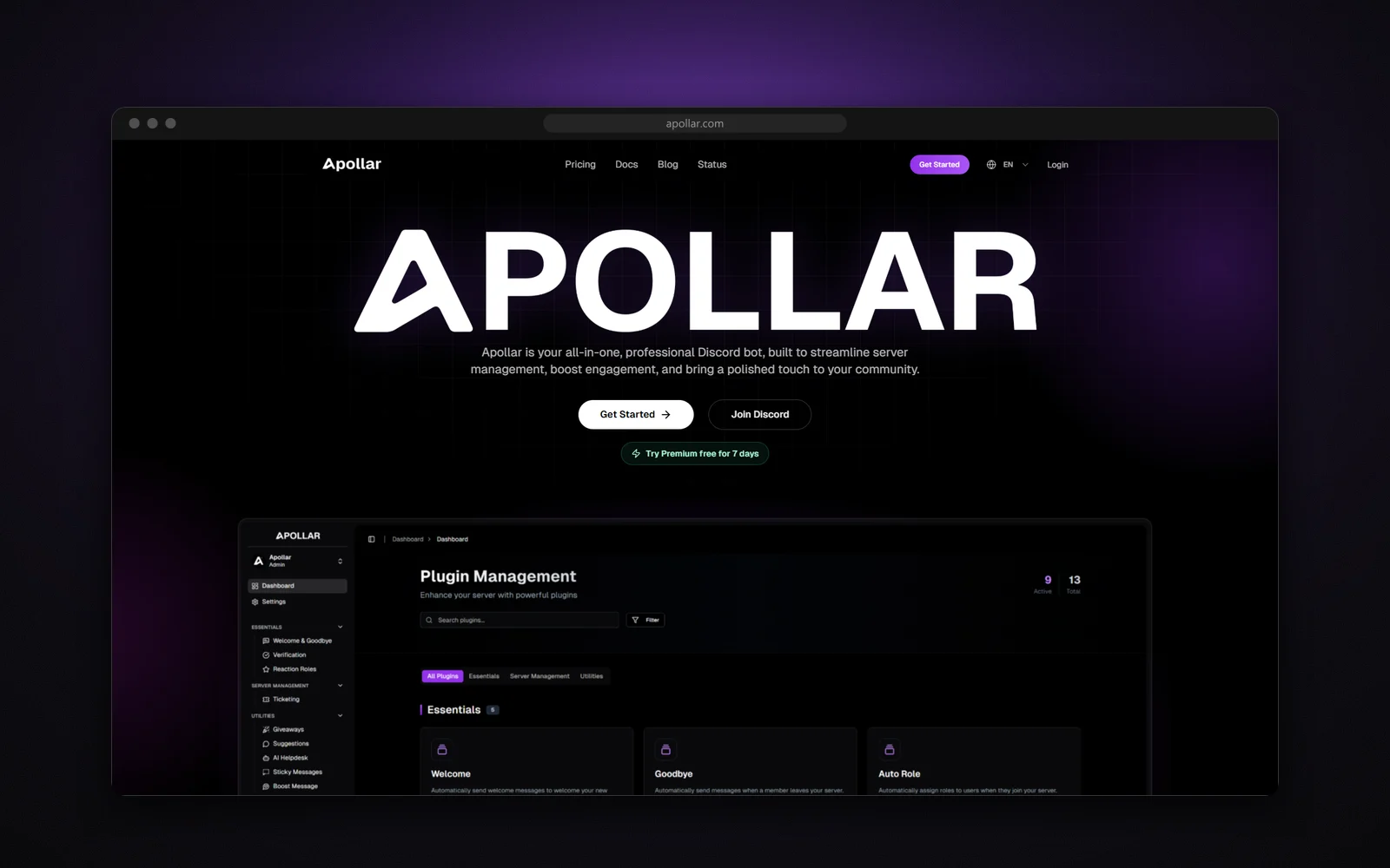 Apollar landing page with the dashboard preview