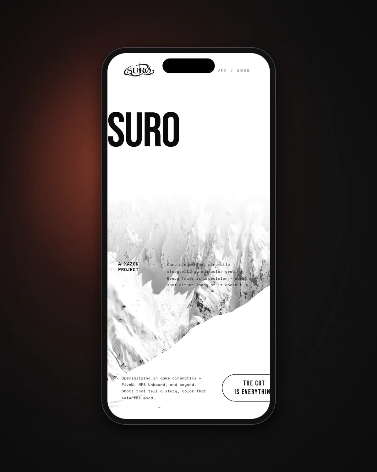 Suro homepage on a phone