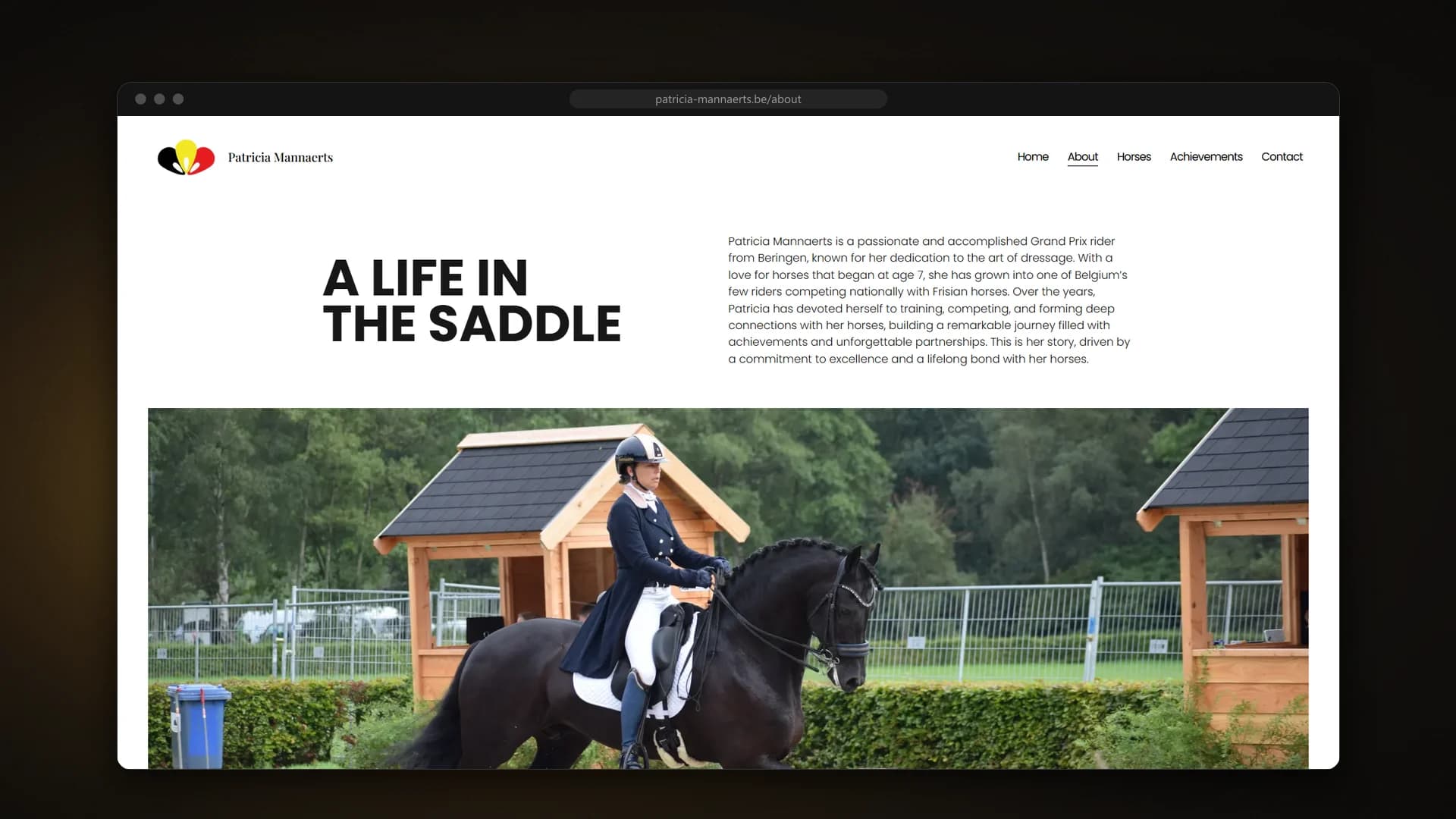 About page: A life in the saddle