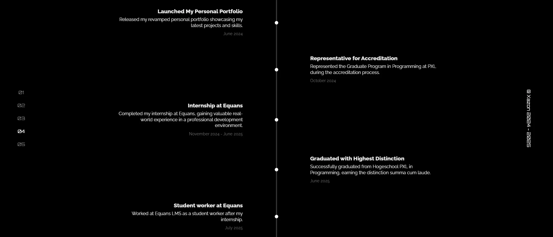 Career timeline with internship and graduation milestones